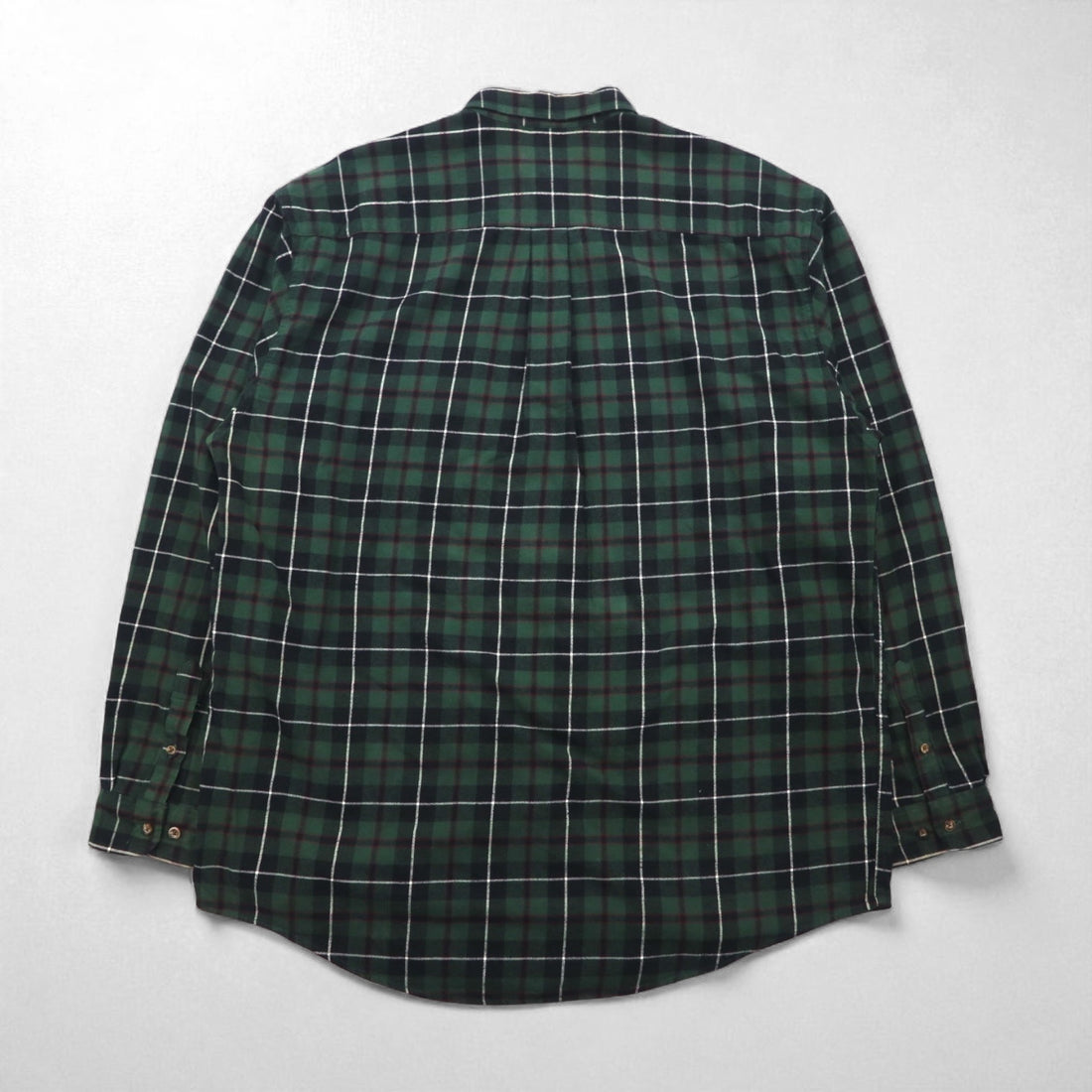 Eddie Bauer 90s Oversized Button-Down Flannel Shirt, Size L, Green Cotton Check