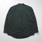 Eddie Bauer 90s Oversized Button-Down Flannel Shirt, Size L, Green Cotton Check