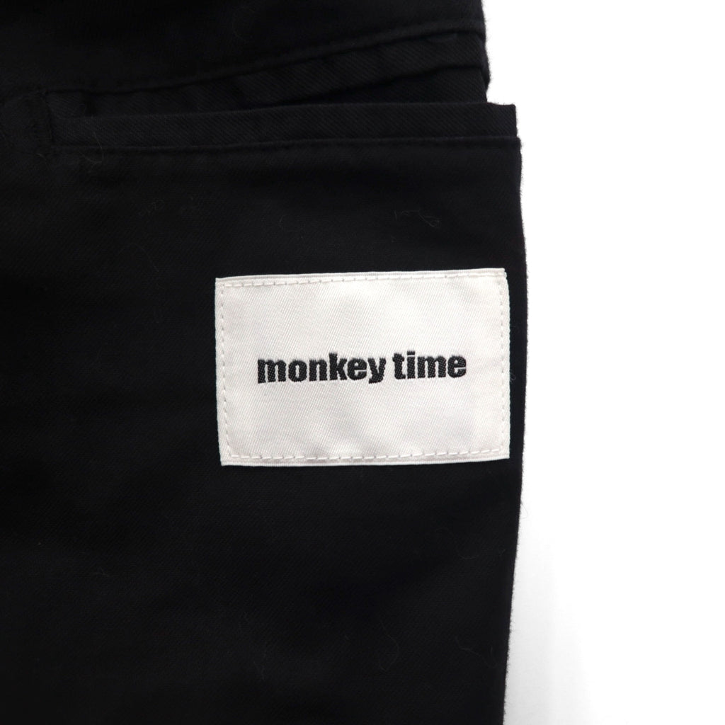 monkey time (UNITED ARROWS) Chesterfield Coat with Leather Sleeves, Size M, Black Wool, Lamb (1286-199-0379)