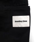 monkey time (UNITED ARROWS) Chesterfield Coat with Leather Sleeves, Size M, Black Wool, Lamb (1286-199-0379)