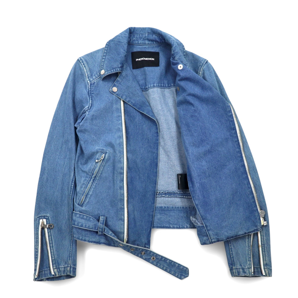 PHENOMENON Denim Double Riders Jacket M Indigo Blue Cotton JKT-235 Made in Japan