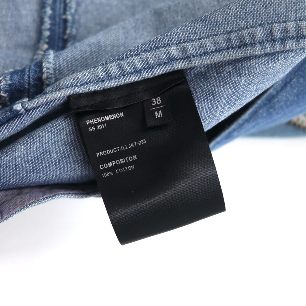 PHENOMENON Denim Double Riders Jacket M Indigo Blue Cotton JKT-235 Made in Japan