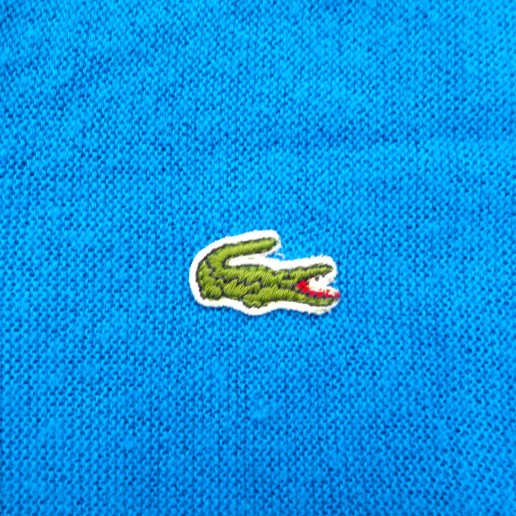 LACOSTE 70年代 ヴィンテージ Vネック アクリルニット セーター XL ブルー 糸巻タグ