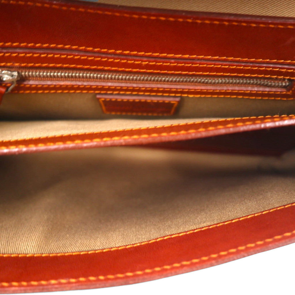 Ralph Lauren Square Leather Shoulder Bag in Brown Equestrian