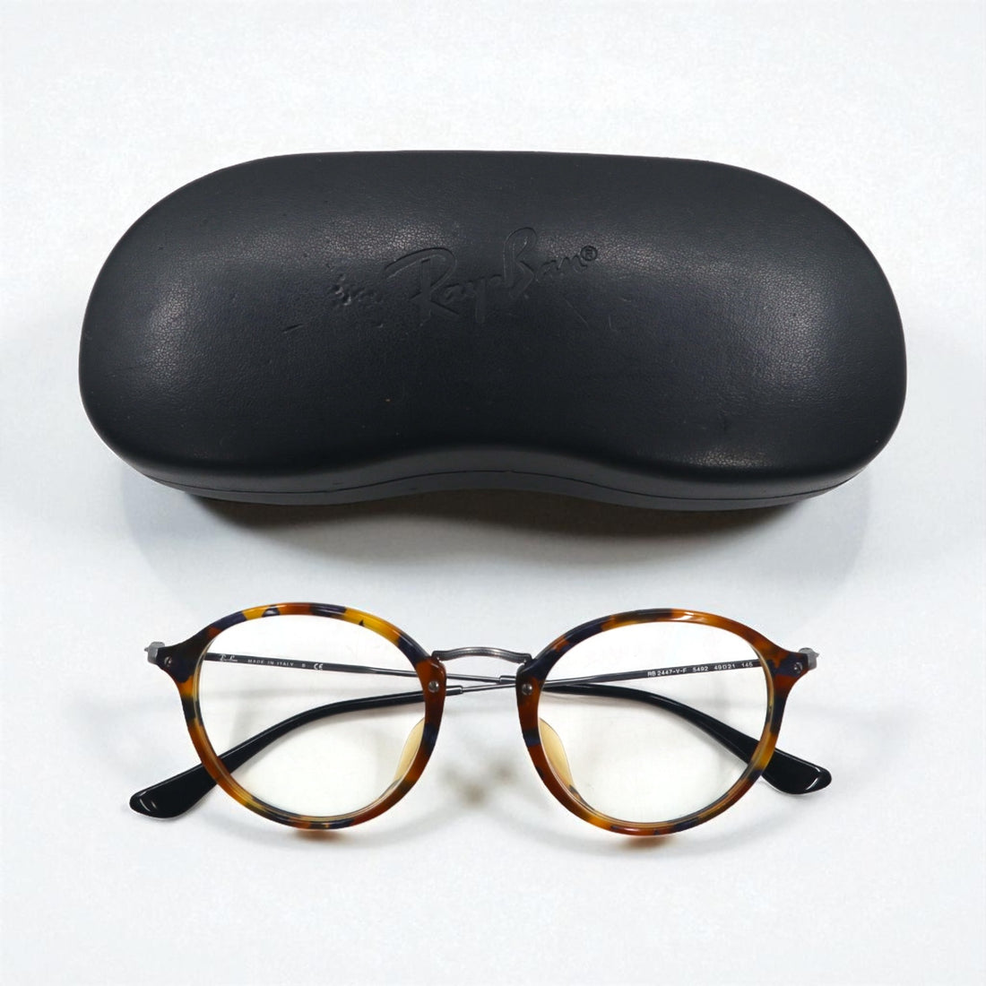 Ray-Ban Boston Tortoiseshell Round Sunglasses RB2447-VF 5492 49-21 145 Made in Italy