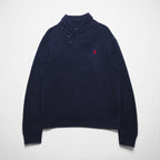 Polo Ralph Lauren 90年代 ショールカラー スウェット トレーナー L ネイビー スモールポニー刺繍