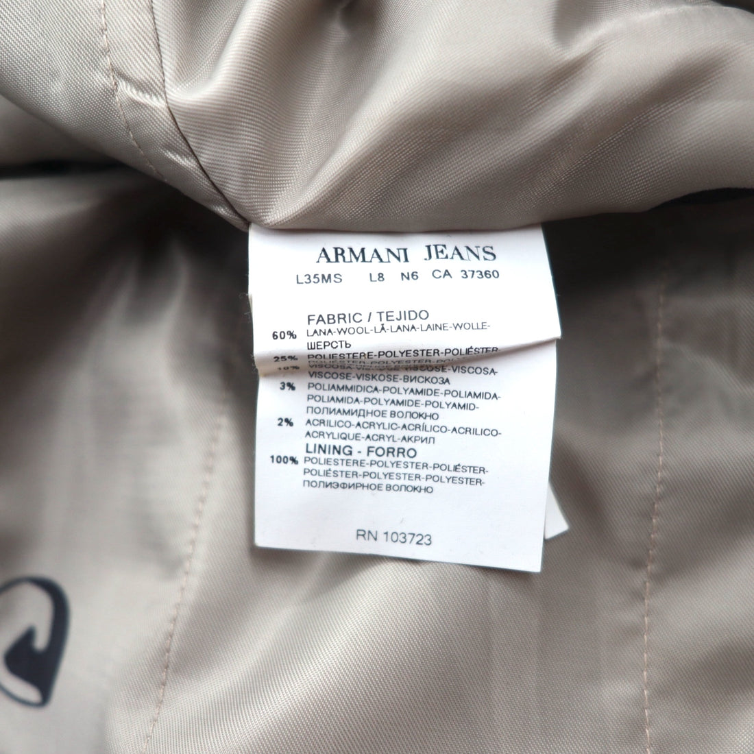 ARMANI JEANS Double-Breasted Pea Coat, Navy Wool, 30th Anniversary