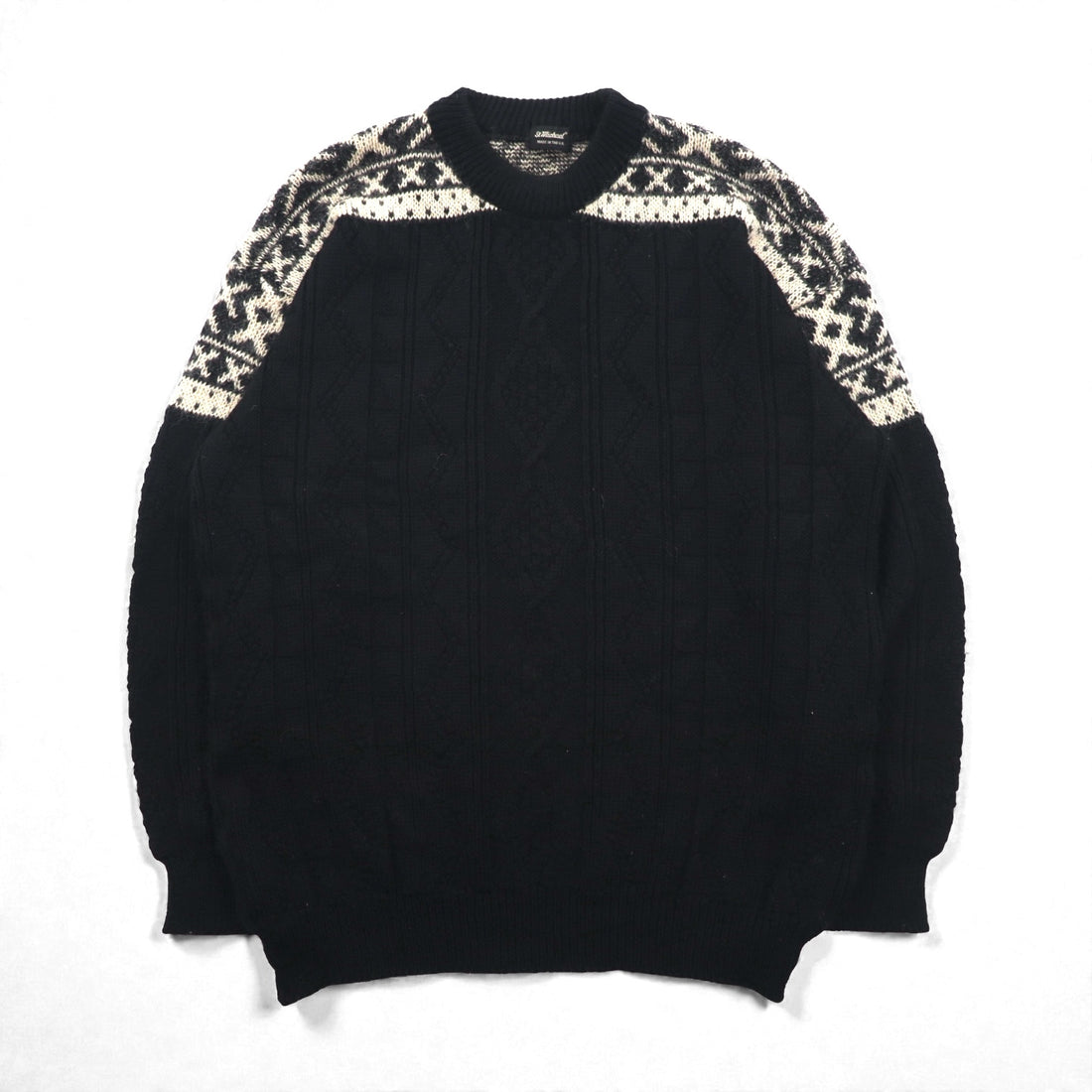 St. Michael 90s British Fisherman Aran Knit Sweater, Size L, Nordic Style, Made in UK