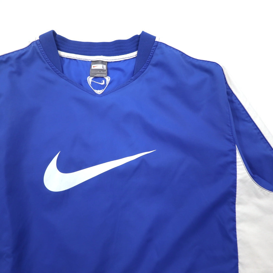 NIKE Piste Pullover Nylon Jacket L Blue Swoosh Logo
