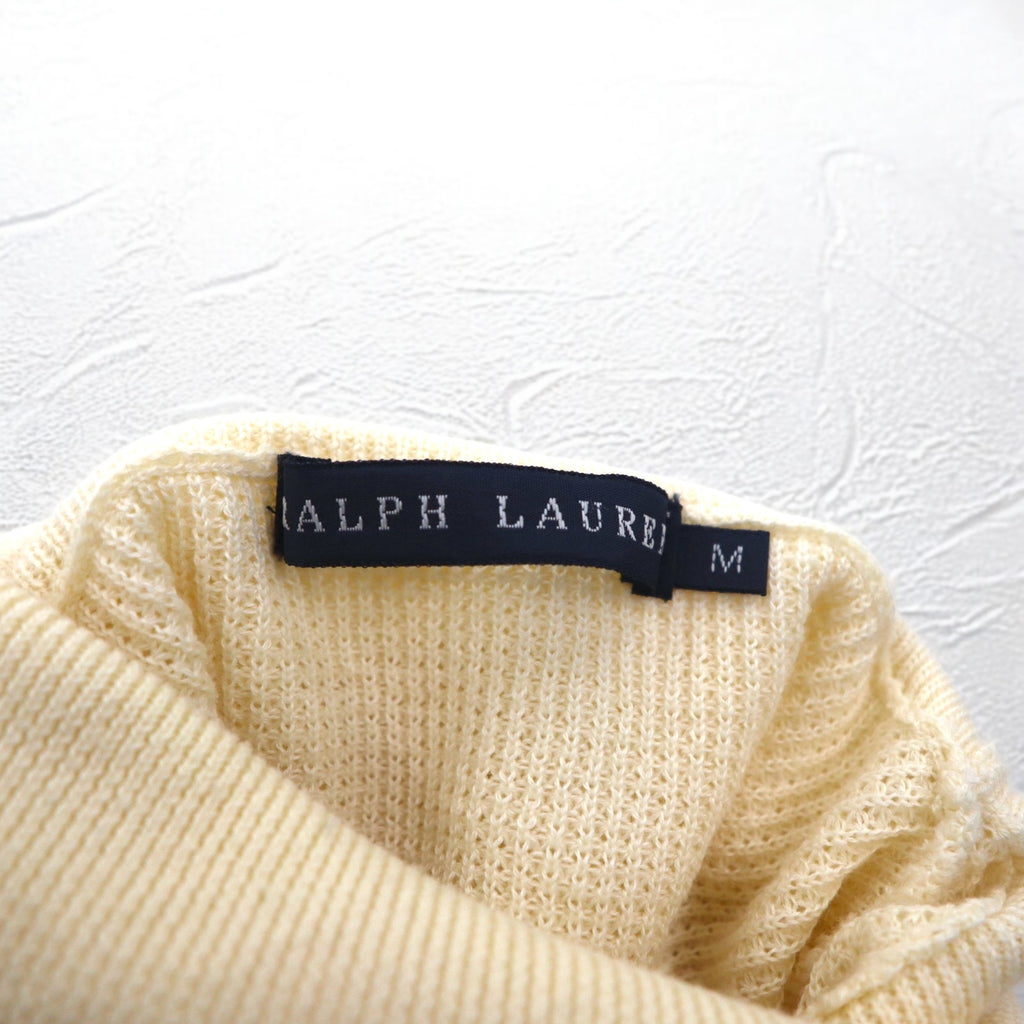 RALPH LAUREN タートルネック サーマルニット セーター M ホワイト ユニオンジャック 刺繍
