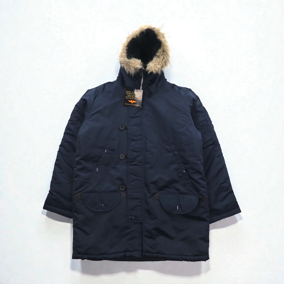 BAYLEAF AVIATION WEAR ミリタリー N-3B 中綿 フライトジャケット M ネイビー ファー US ARMY 未使用品