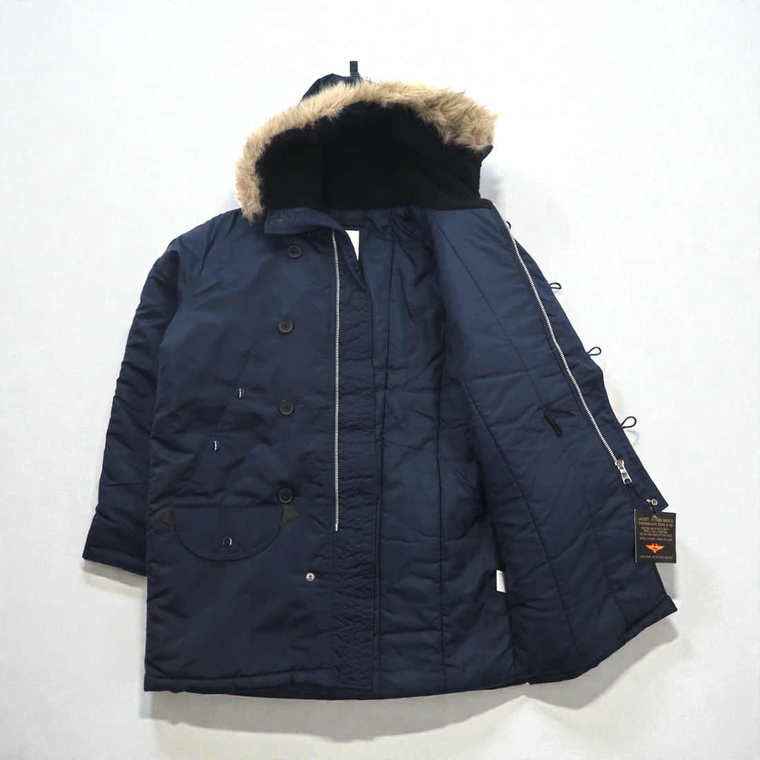 BAYLEAF AVIATION WEAR ミリタリー N-3B 中綿 フライトジャケット M ネイビー ファー US ARMY 未使用品