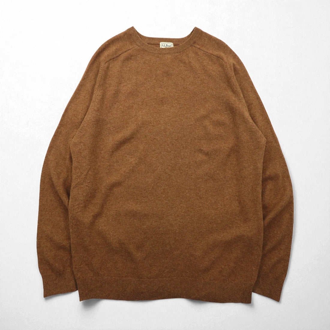 LLBean High Gauge Knit Sweater, XL, Beige Wool, Crew Neck, BHX9