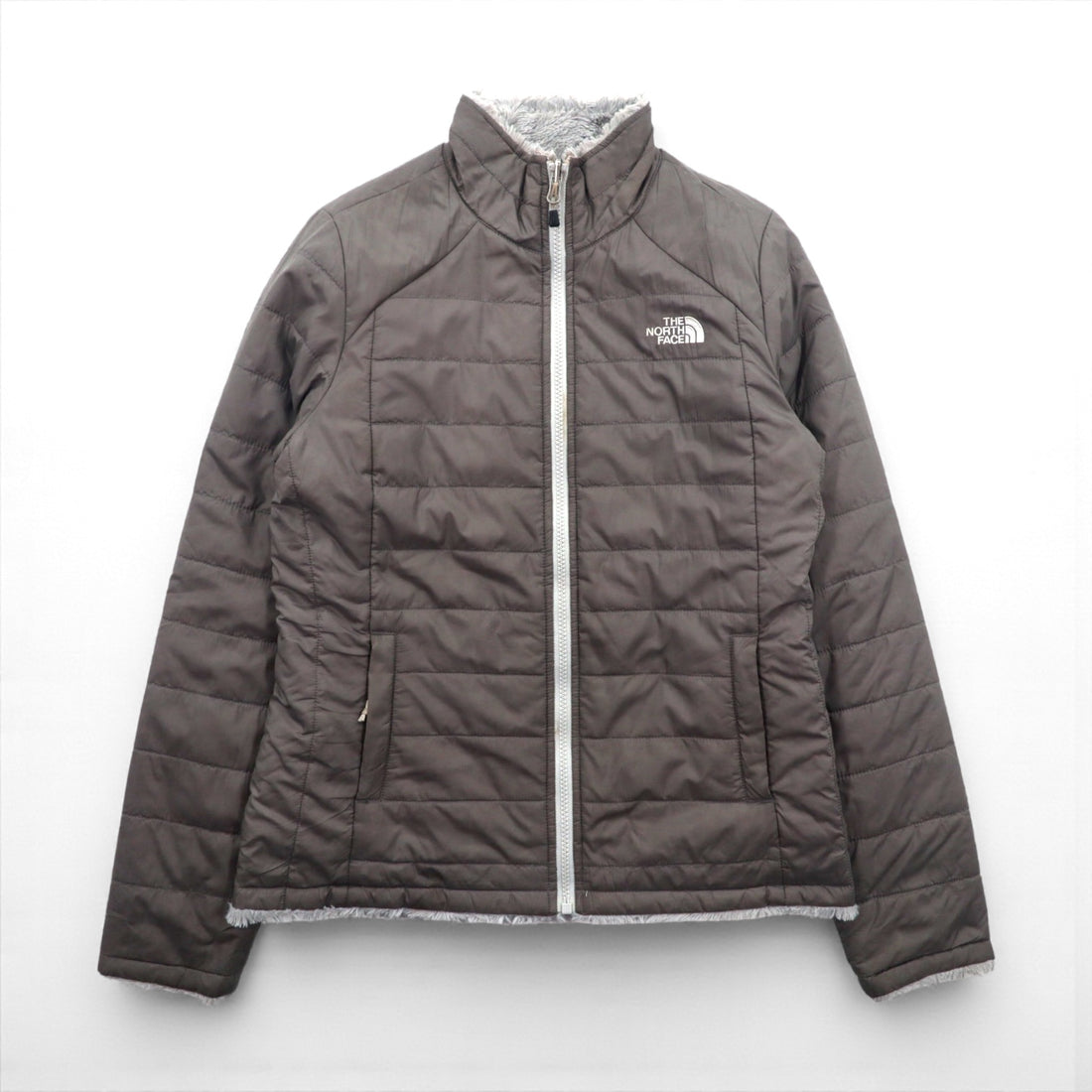 THE NORTH FACE Reversible Padded Fleece Jacket, XS, Gray Polyester, MOSSBUD SWIRL, A7PY, US Standard