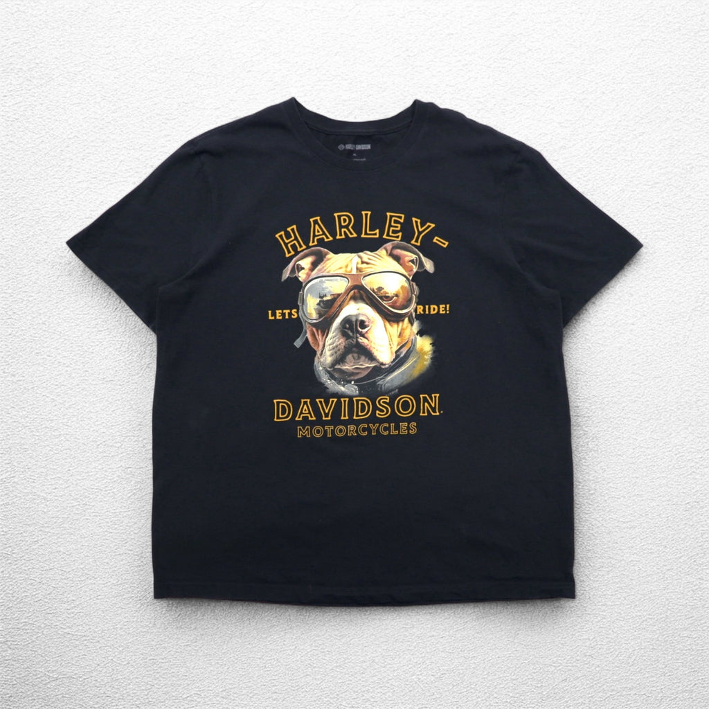 HARLEY DAVIDSON Double-sided Print T-Shirt XL Black Cotton Dog EL PASO Made in Honduras