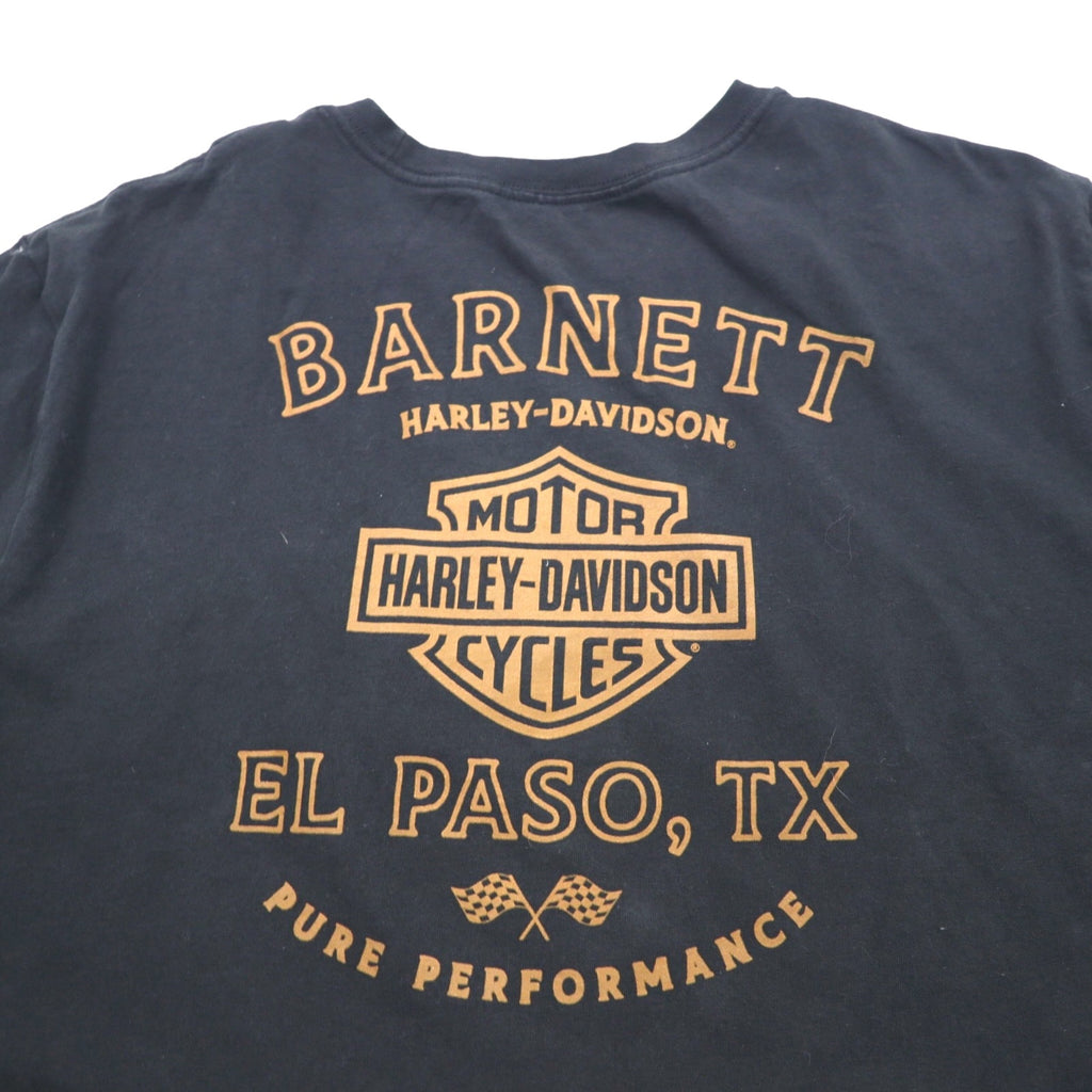 HARLEY DAVIDSON Double-sided Print T-Shirt XL Black Cotton Dog EL PASO Made in Honduras
