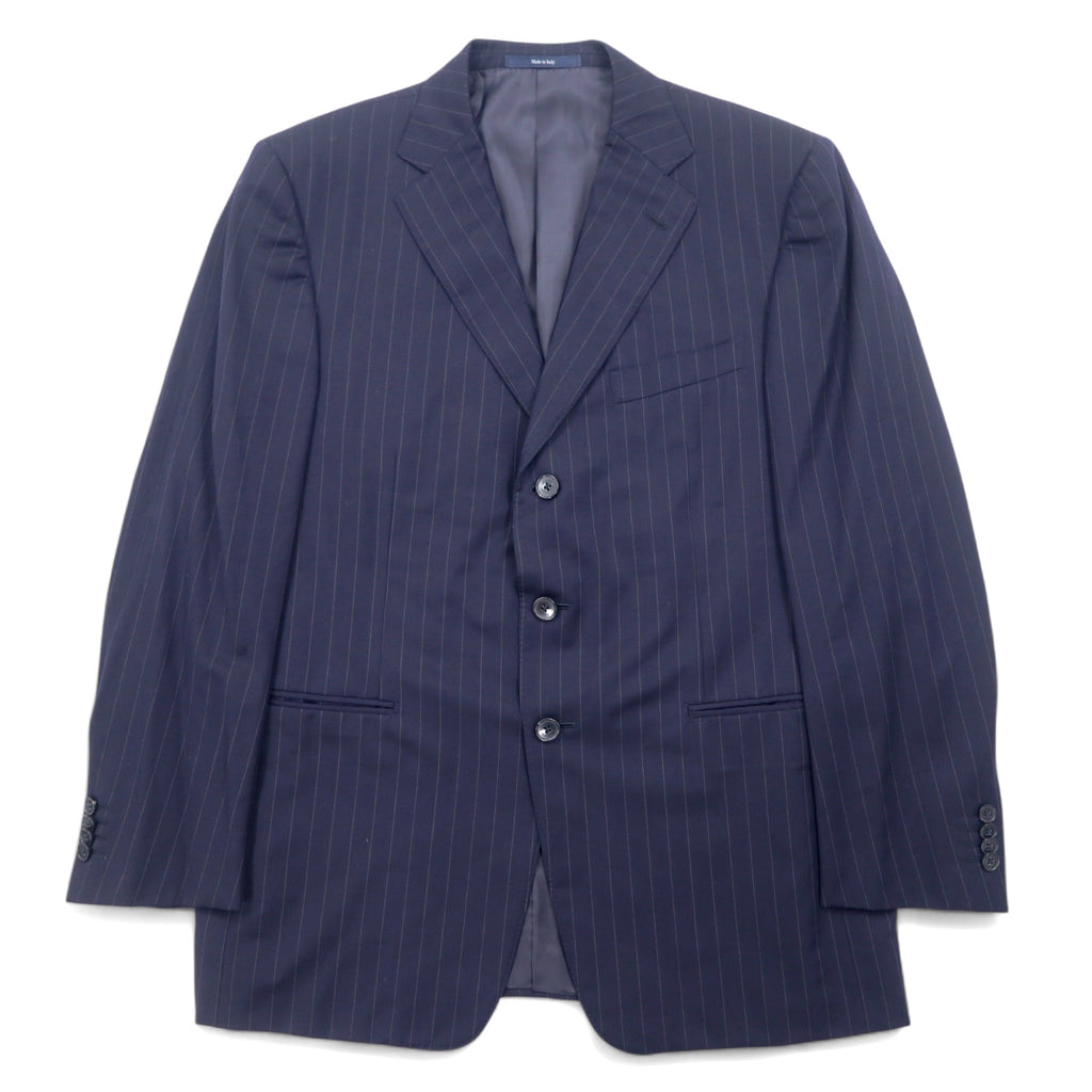日本然リトテ-古着オンライン-Ermenegildo Zegna イタリア製 テーラードジャケット XL ネイビー ウール ストライプ-Ermenegildo Zegna Italy Made Tailored Jacket XL Navy Wool Striped