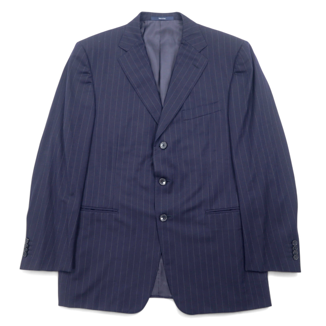 日本然リトテ-古着オンライン-Ermenegildo Zegna イタリア製 テーラードジャケット XL ネイビー ウール ストライプ-Ermenegildo Zegna Italy Made Tailored Jacket XL Navy Wool Striped