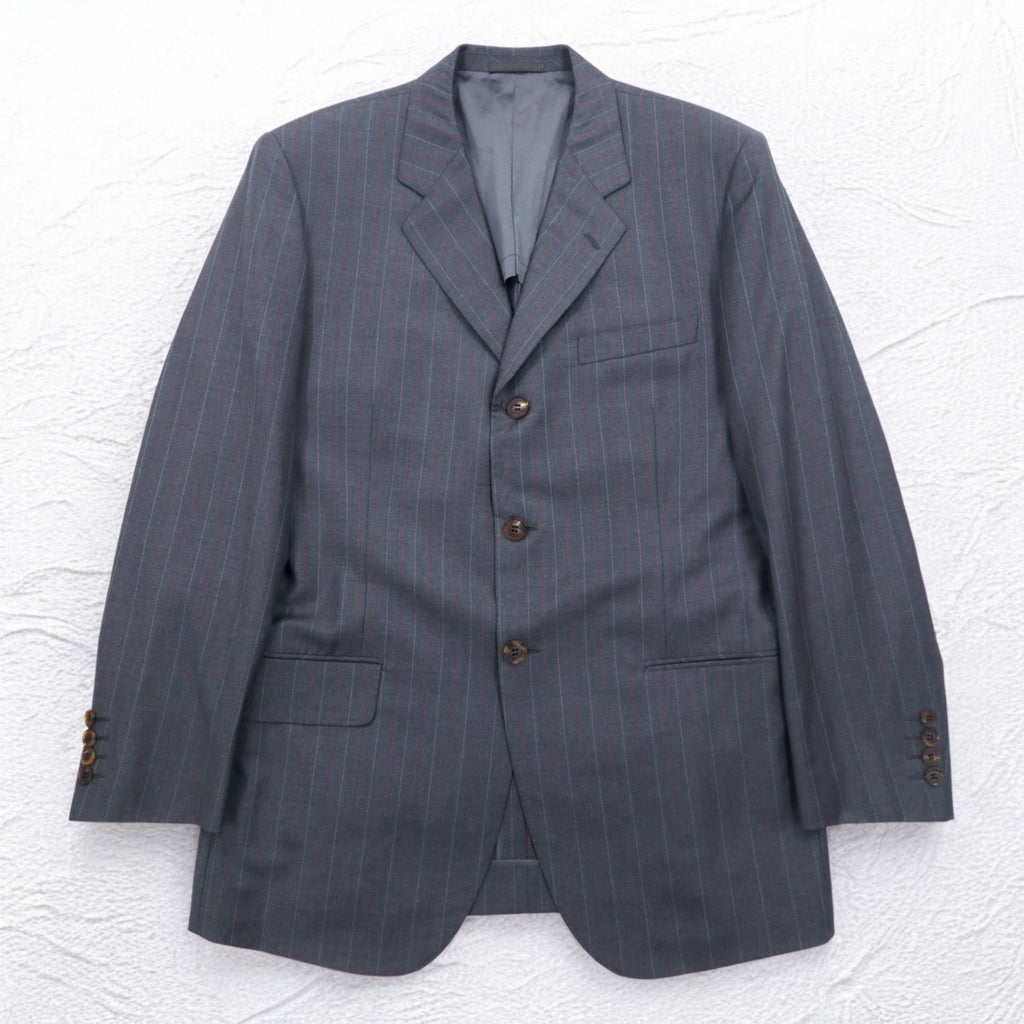 Ermenegildo Zegna イタリア製 3Bスーツ セットアップ L グレー ストライプ ウール