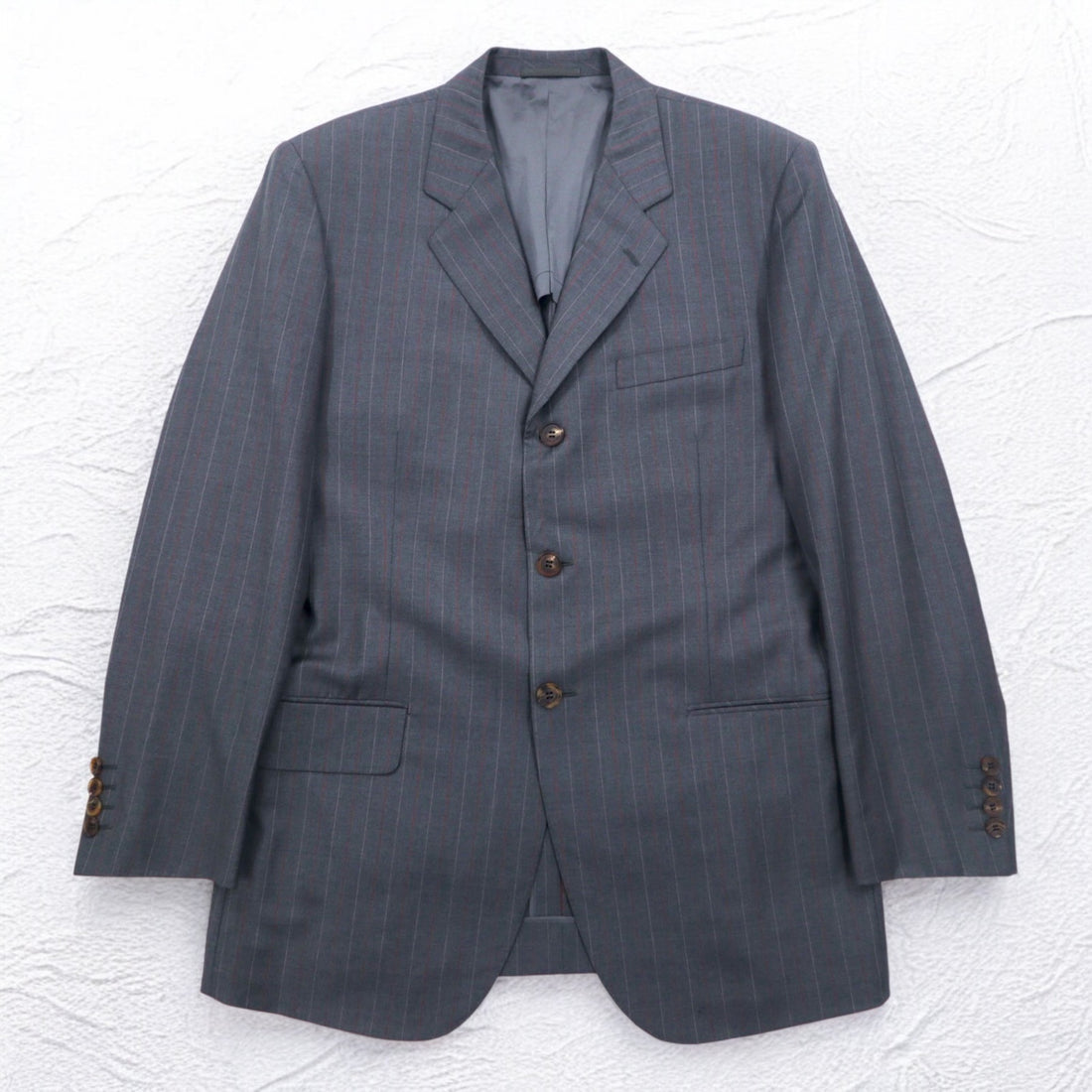 Ermenegildo Zegna イタリア製 3Bスーツ セットアップ L グレー ストライプ ウール