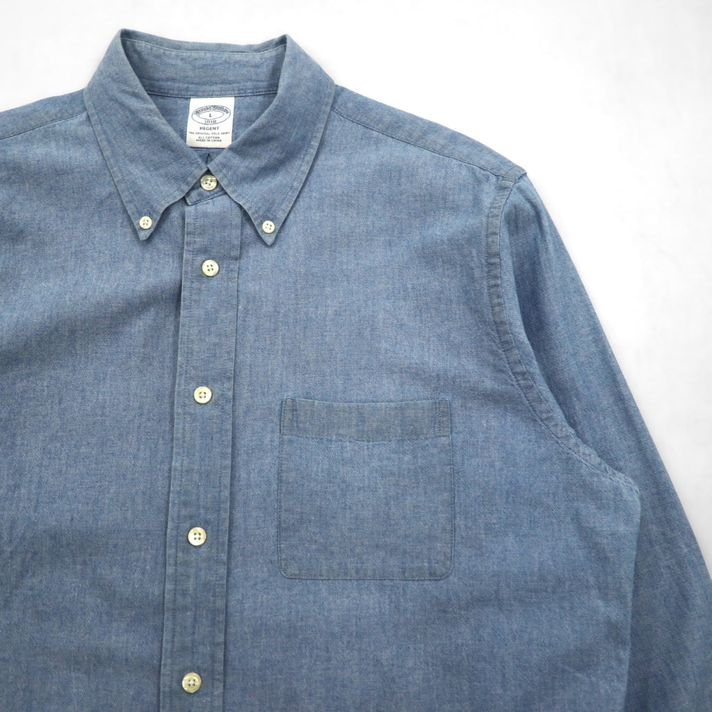 Brooks Brothers ボタンダウン シャンブレーシャツ L ブルー コットン REGENT