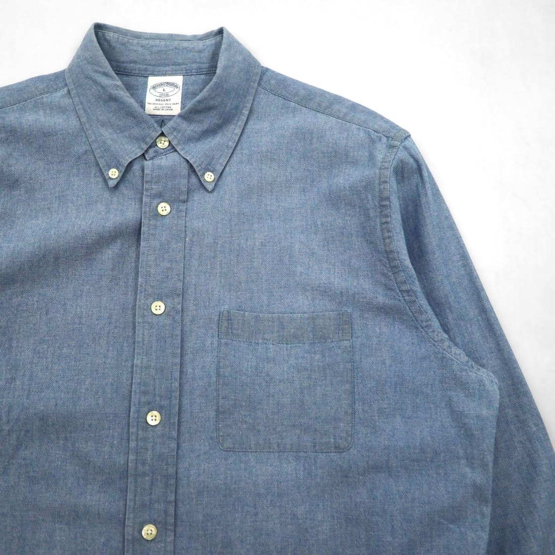 Brooks Brothers ボタンダウン シャンブレーシャツ L ブルー コットン REGENT