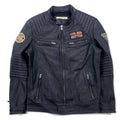 MOTORCYCLE TOGS REDSKINS Single Leather Riders Biker Jacket L Black Union Jack Patch Back Logo Quilted