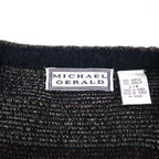 MICHAEL GERALD 90s Allover Pattern Jacquard Knit Cardigan L Navy Acrylic