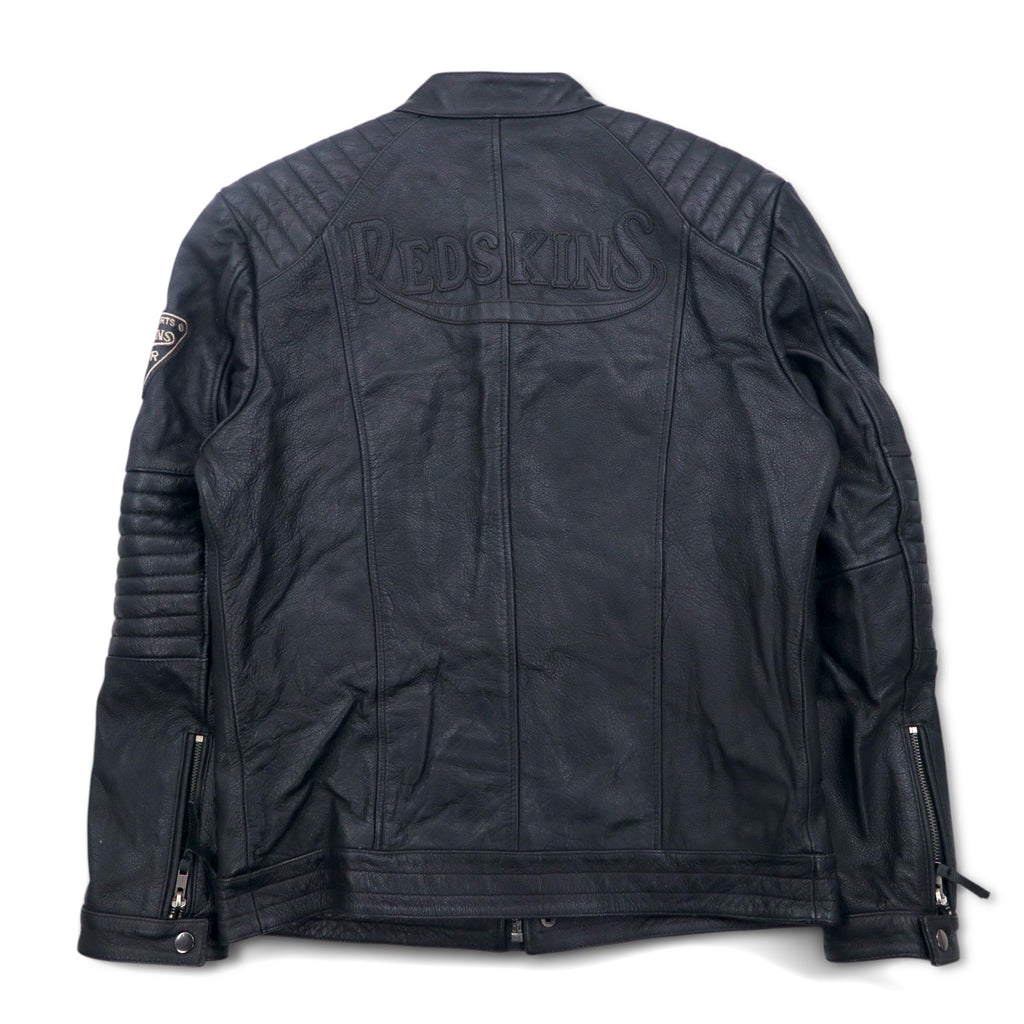 MOTORCYCLE TOGS REDSKINS Single Leather Riders Biker Jacket L Black Union Jack Patch Back Logo Quilted