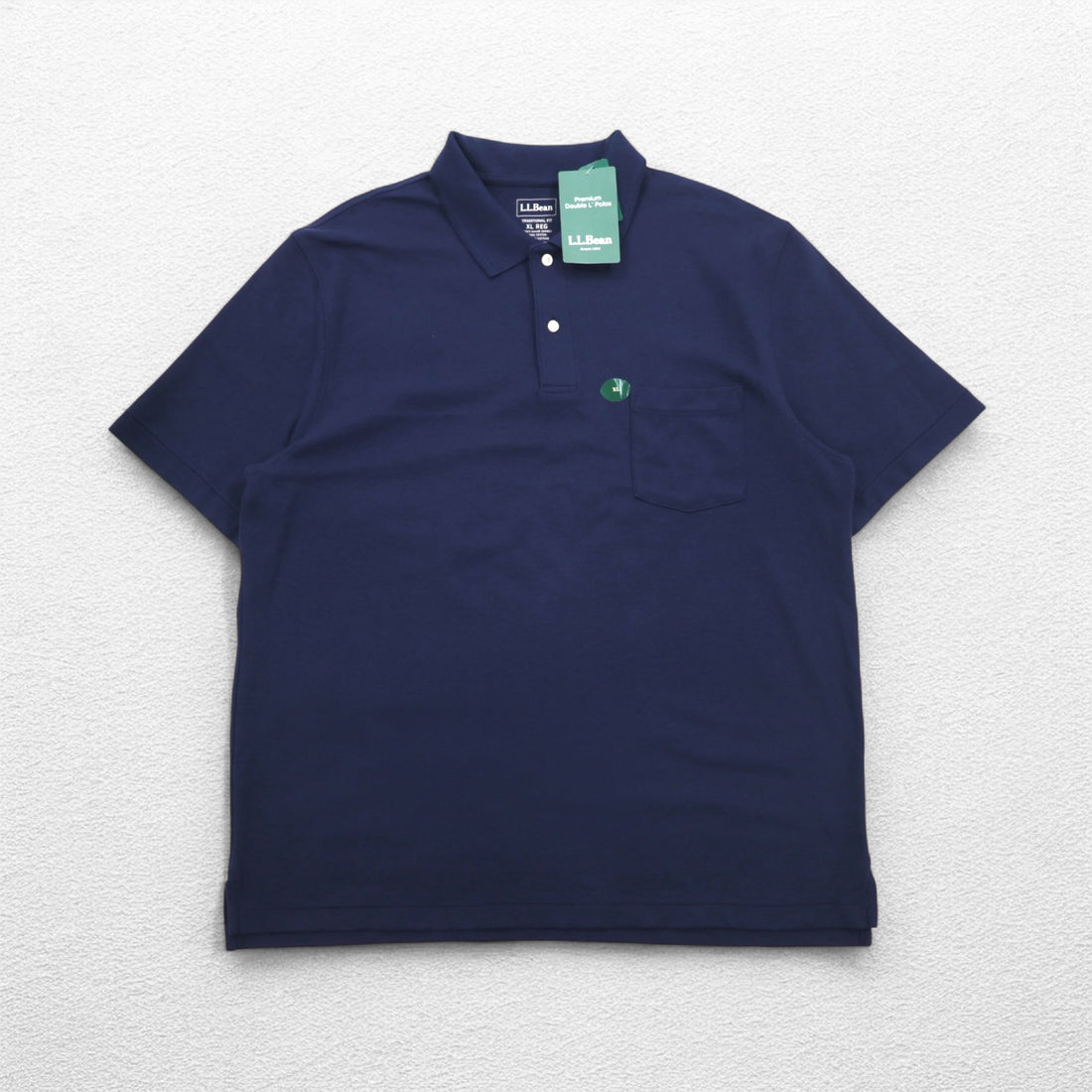 LLBean Premium Double L Polo Shirt XL Navy Cotton 300457 Unused