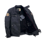 MOTORCYCLE TOGS REDSKINS Single Leather Riders Biker Jacket L Black Union Jack Patch Back Logo Quilted