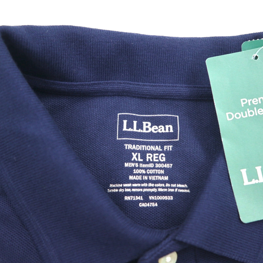 LLBean Premium Double L Polo Shirt XL Navy Cotton 300457 Unused