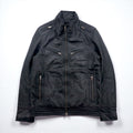 Freedom Sheepskin Leather Double Zip Single Rider's Jacket, Size Small, Black Stand Collar, Made in Pakistan