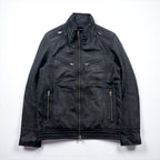 Freedom Sheepskin Leather Double Zip Single Rider's Jacket, Size Small, Black Stand Collar, Made in Pakistan