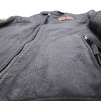 MOTORCYCLE TOGS REDSKINS Single Leather Riders Biker Jacket L Black Union Jack Patch Back Logo Quilted