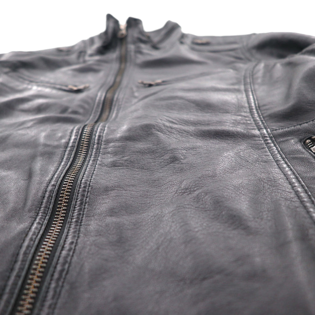 Freedom Sheepskin Leather Double Zip Single Rider's Jacket, Size Small, Black Stand Collar, Made in Pakistan