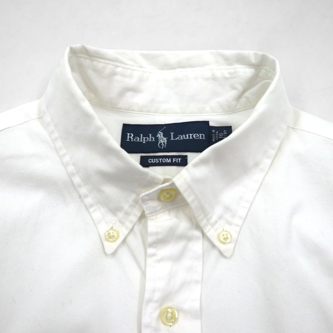 Ralph Lauren 90年代 オックスフォード ボタンダウンシャツ L ホワイト CUSTOM FIT スモールポニー刺繍