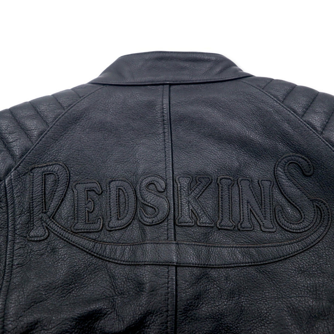 MOTORCYCLE TOGS REDSKINS Single Leather Riders Biker Jacket L Black Union Jack Patch Back Logo Quilted