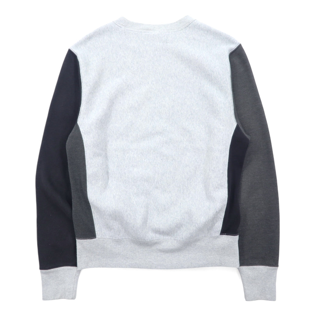 Champion Reverse Weave Script Logo Embroidered Sweatshirt L Grey Cotton Color Block Blue Single Tag Reissue