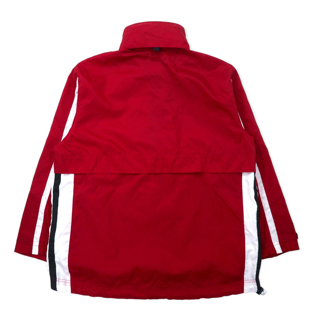 NIKE 90s Anorak Parka L Red Nylon Retractable Hood Black Tag Big Size