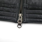 Freedom Sheepskin Leather Double Zip Single Rider's Jacket, Size Small, Black Stand Collar, Made in Pakistan