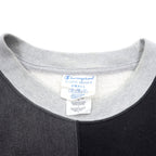 Champion Reverse Weave Script Logo Embroidered Sweatshirt L Grey Cotton Color Block Blue Single Tag Reissue