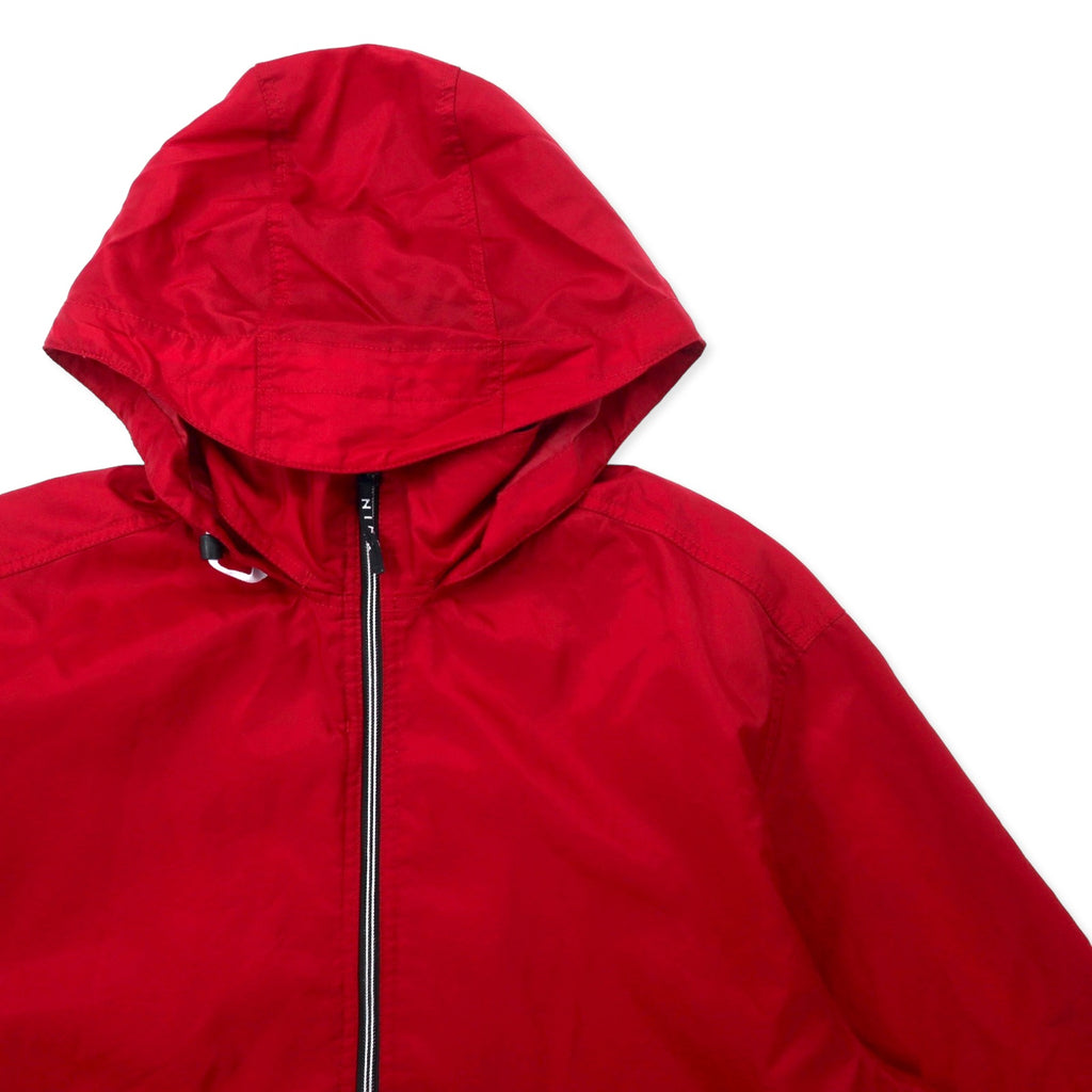 NIKE 90s Anorak Parka L Red Nylon Retractable Hood Black Tag Big Size