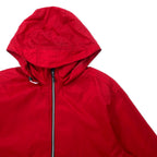 NIKE 90s Anorak Parka L Red Nylon Retractable Hood Black Tag Big Size