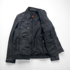 Freedom Sheepskin Leather Double Zip Single Rider's Jacket, Size Small, Black Stand Collar, Made in Pakistan