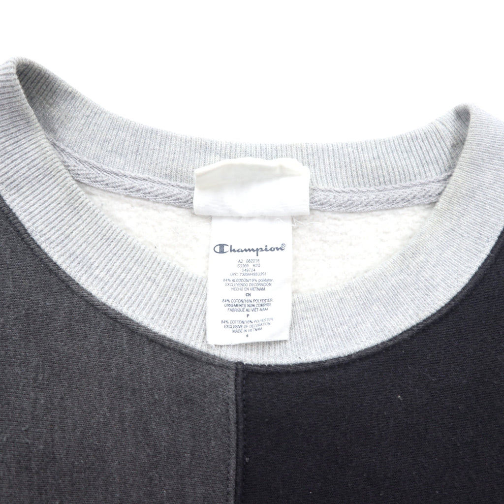 Champion Reverse Weave Script Logo Embroidered Sweatshirt L Grey Cotton Color Block Blue Single Tag Reissue