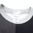 Champion Reverse Weave Script Logo Embroidered Sweatshirt L Grey Cotton Color Block Blue Single Tag Reissue