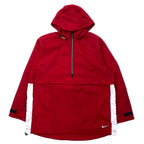 NIKE 90s Anorak Parka L Red Nylon Retractable Hood Black Tag Big Size
