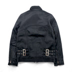 Freedom Sheepskin Leather Double Zip Single Rider's Jacket, Size Small, Black Stand Collar, Made in Pakistan