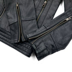 Freedom Sheepskin Leather Double Zip Single Rider's Jacket, Size Small, Black Stand Collar, Made in Pakistan
